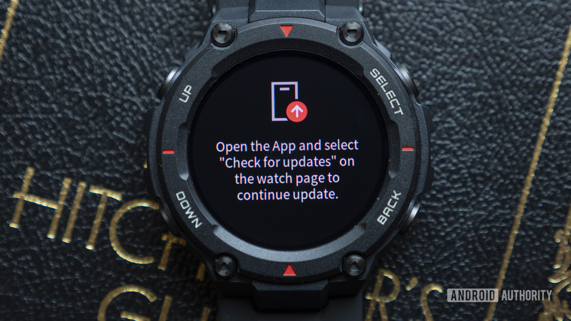 huami amazfit t rex smartwatch open the app and select check for updates display message