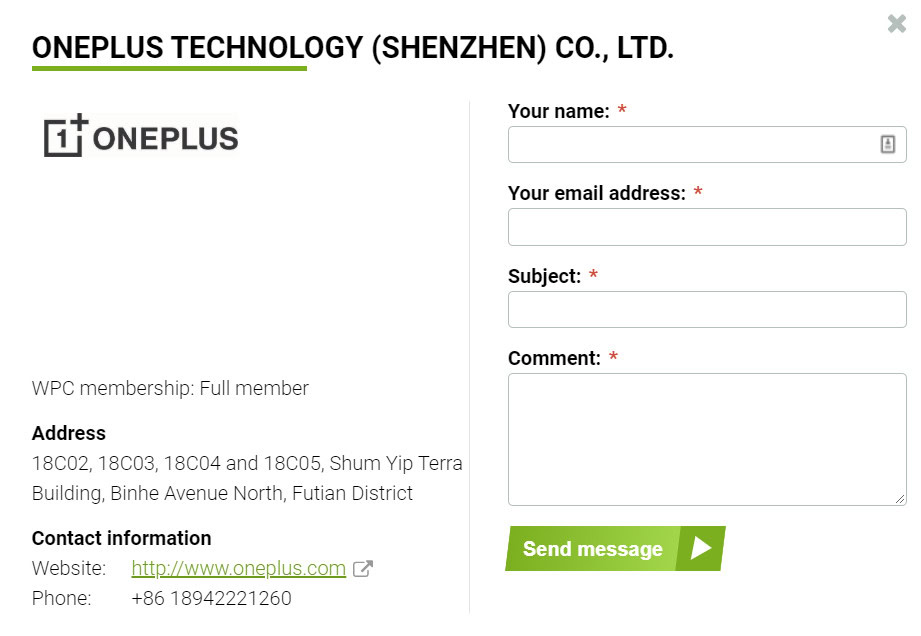 A look at OnePlus's membership status to the WPC group.