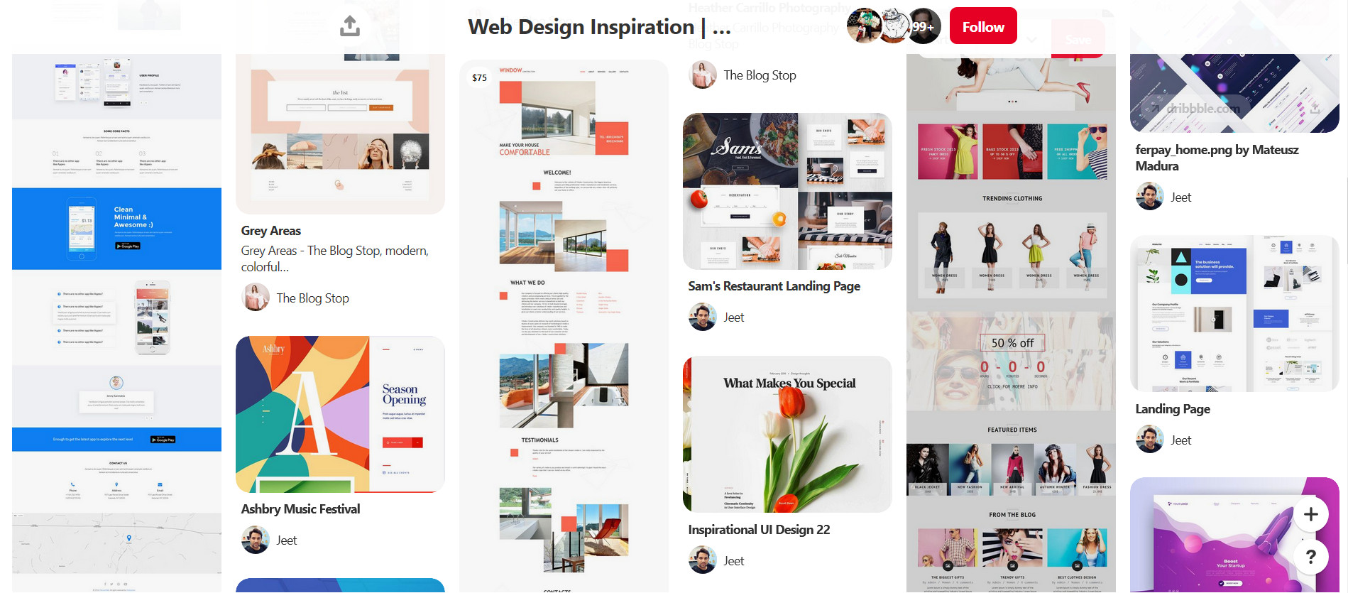 web design board Pinterest