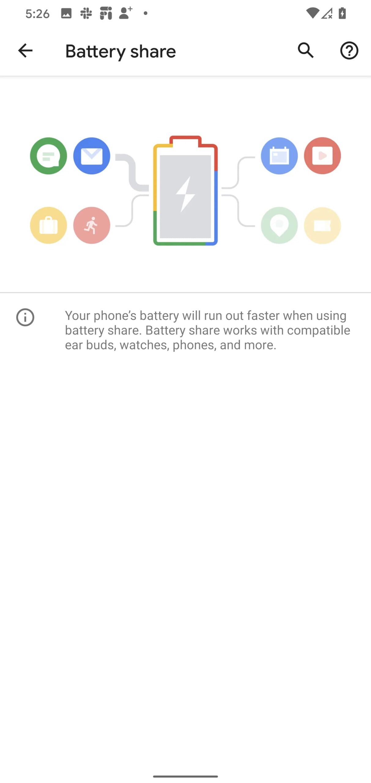 Android 11 Battery share menu