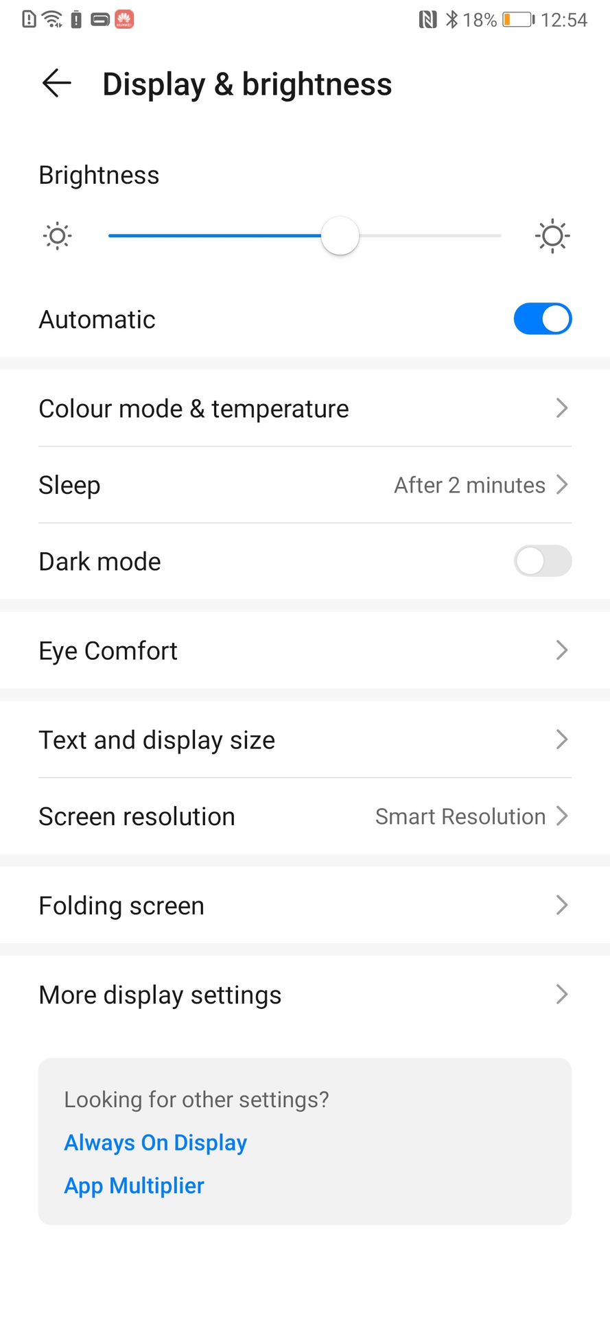 Huawei Mate Xs review display settings