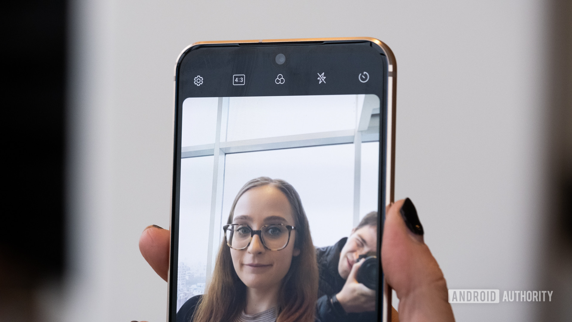 LG V60 photo of the camera app in selfie mode