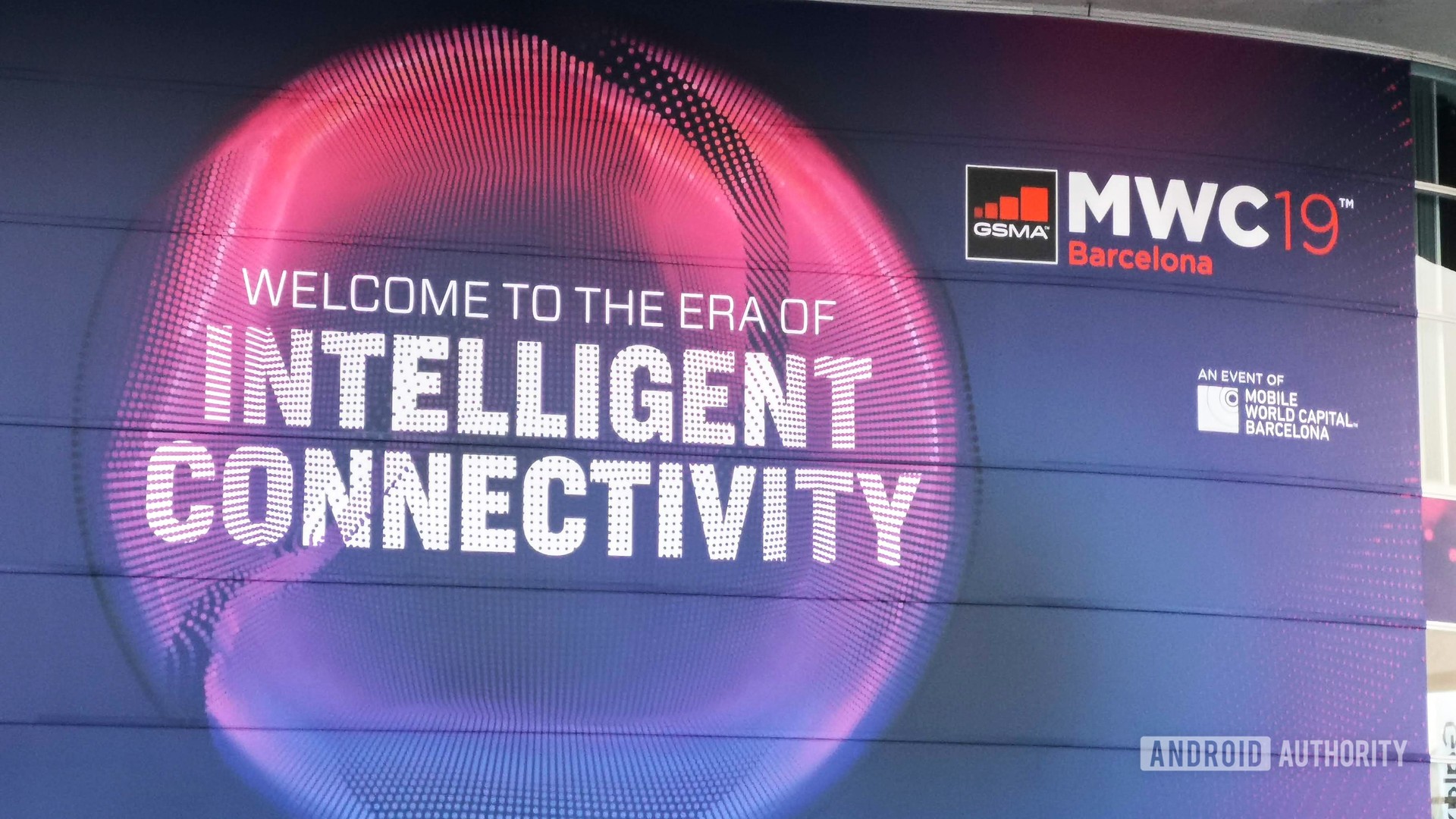 The MWC logo at 2019's event.