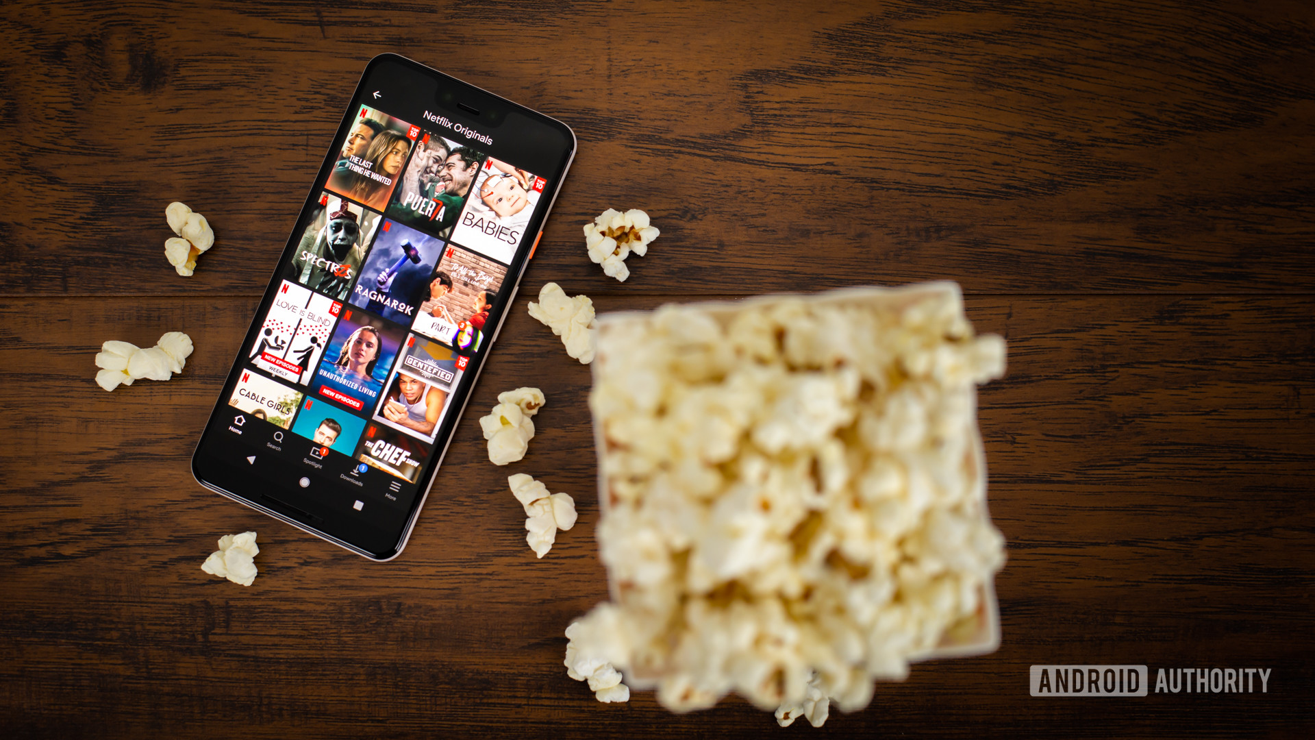 Netflix Originals next to popcorn stock photo 1