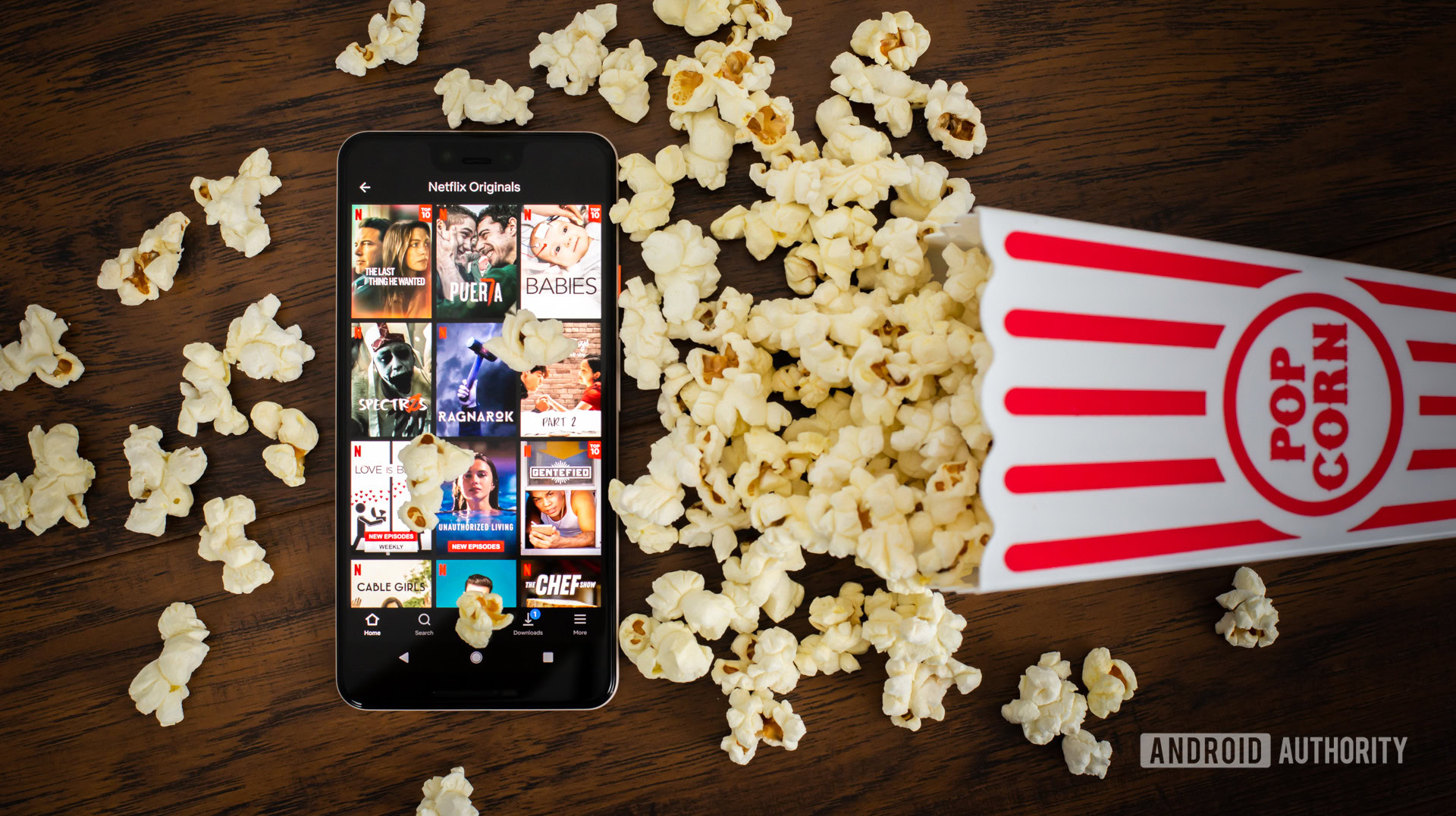 Netflix Originals next to popcorn stock photo 6