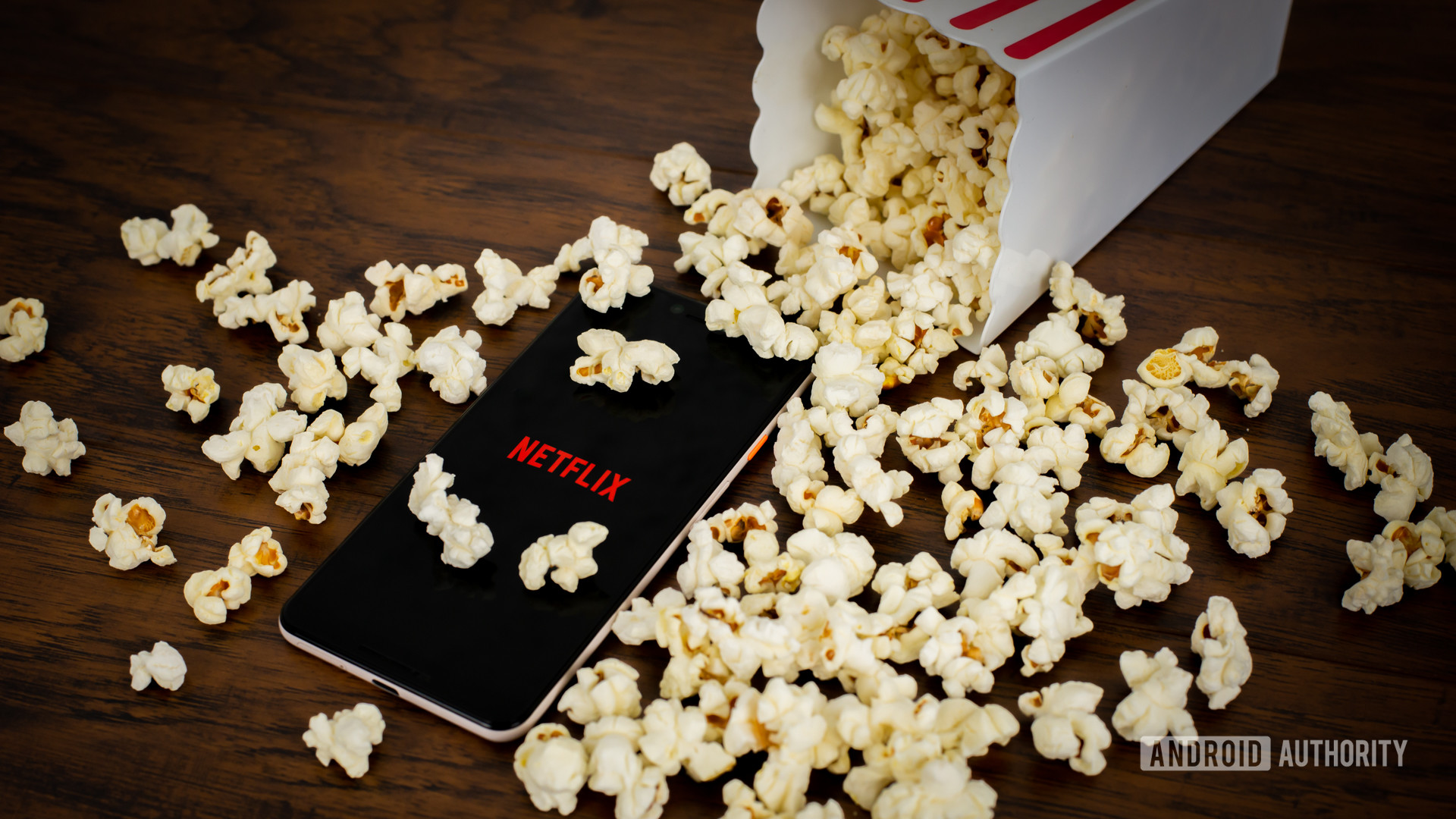 Netflix with popcorn stock photo 2