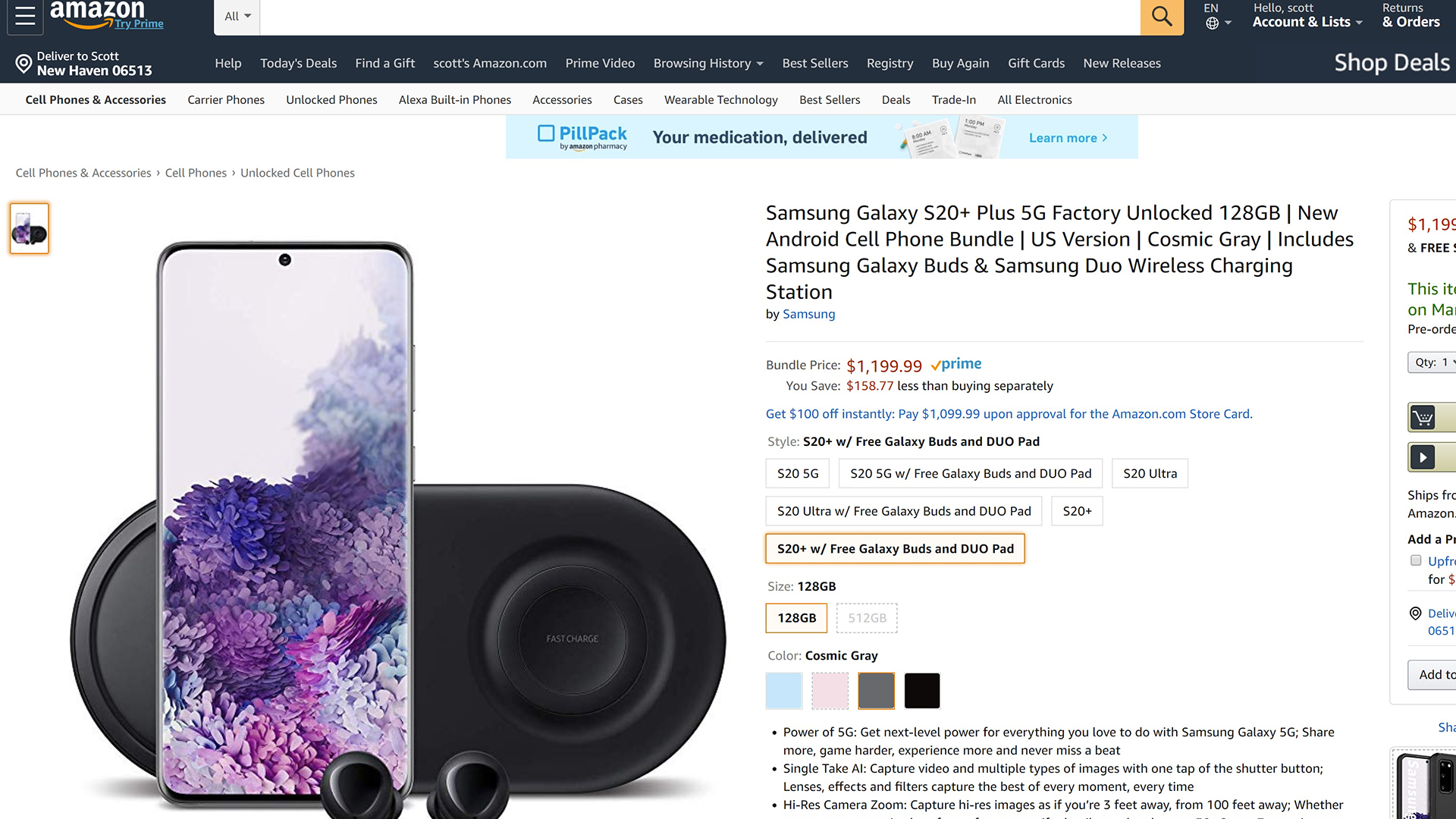 Samsung Galaxy S20 Amazon Pre Order Page