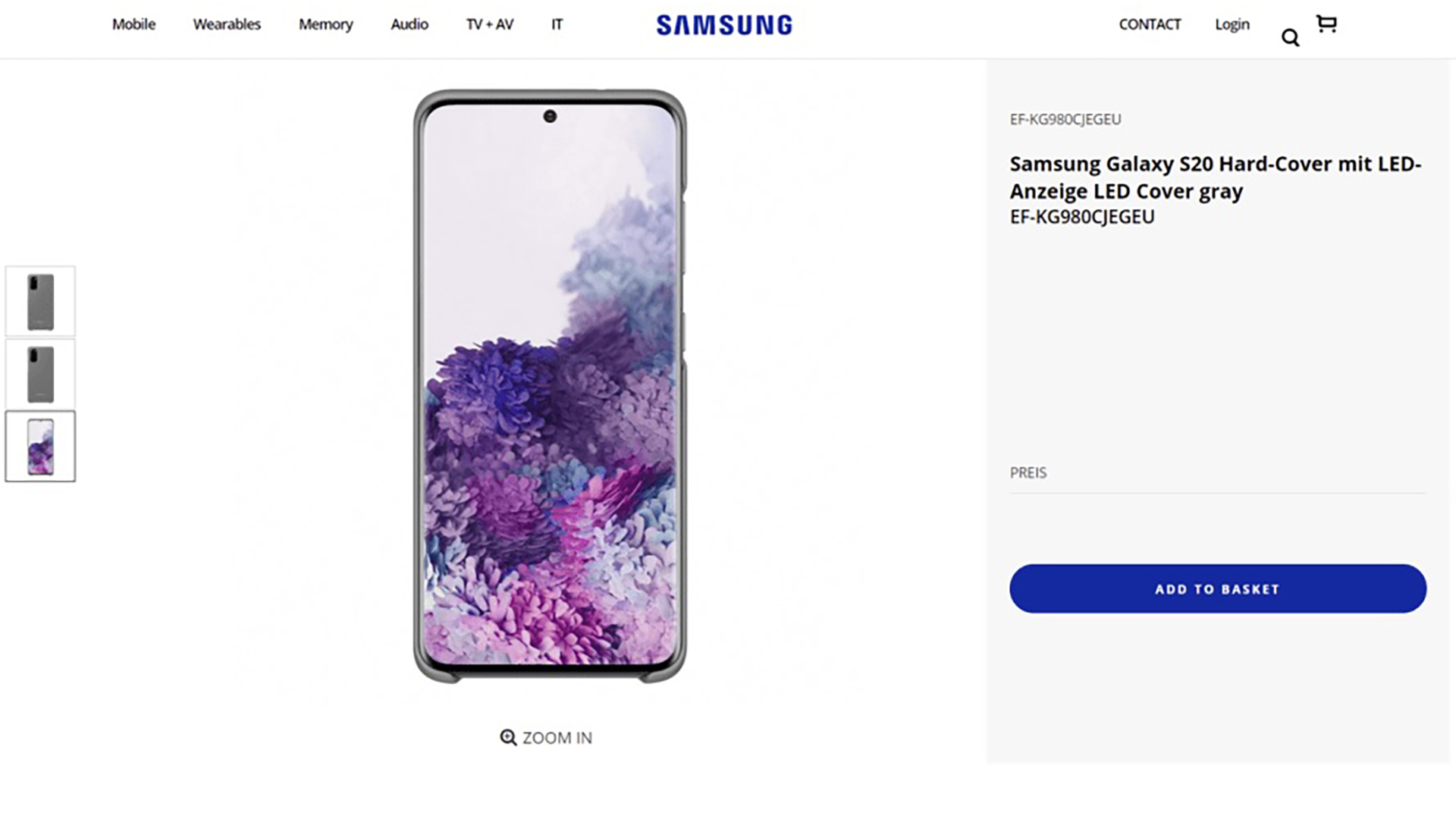 Samsung Galaxy S20 Website Leak Front