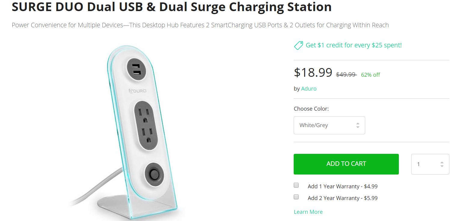 Surge Duo Dual USB and Dual Surge Charging Station