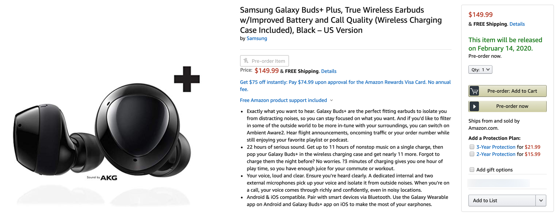 buy samsung galaxy buds plus amazon true wireless earbuds