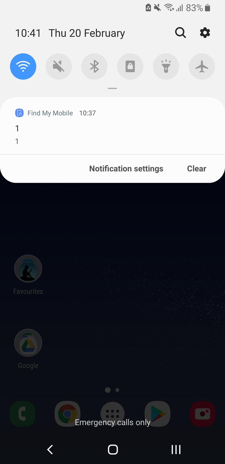 Samsung Galaxy S8 accidental notification