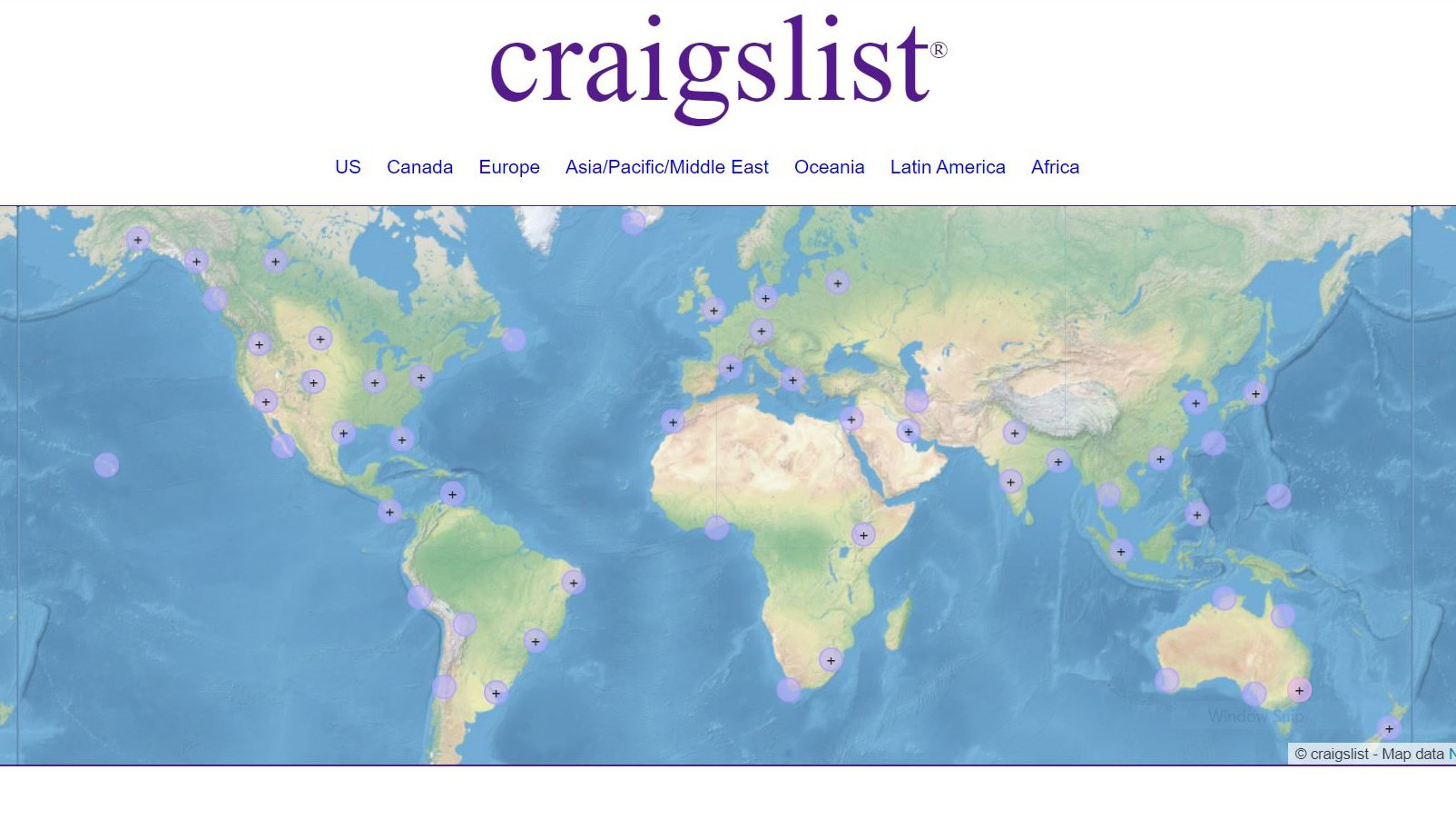 Craigslist homepage