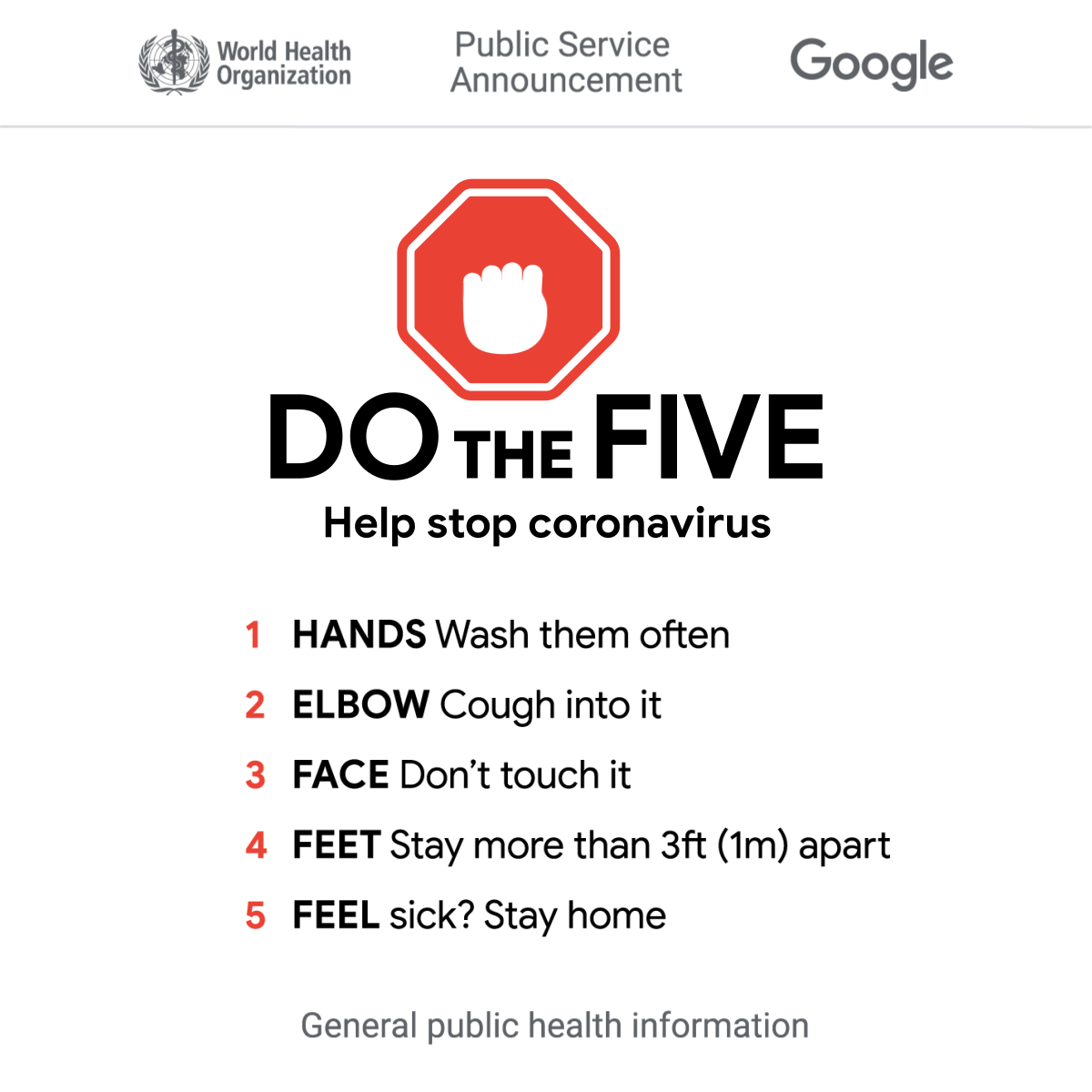 Google Do The Five Coronavirus Campaign