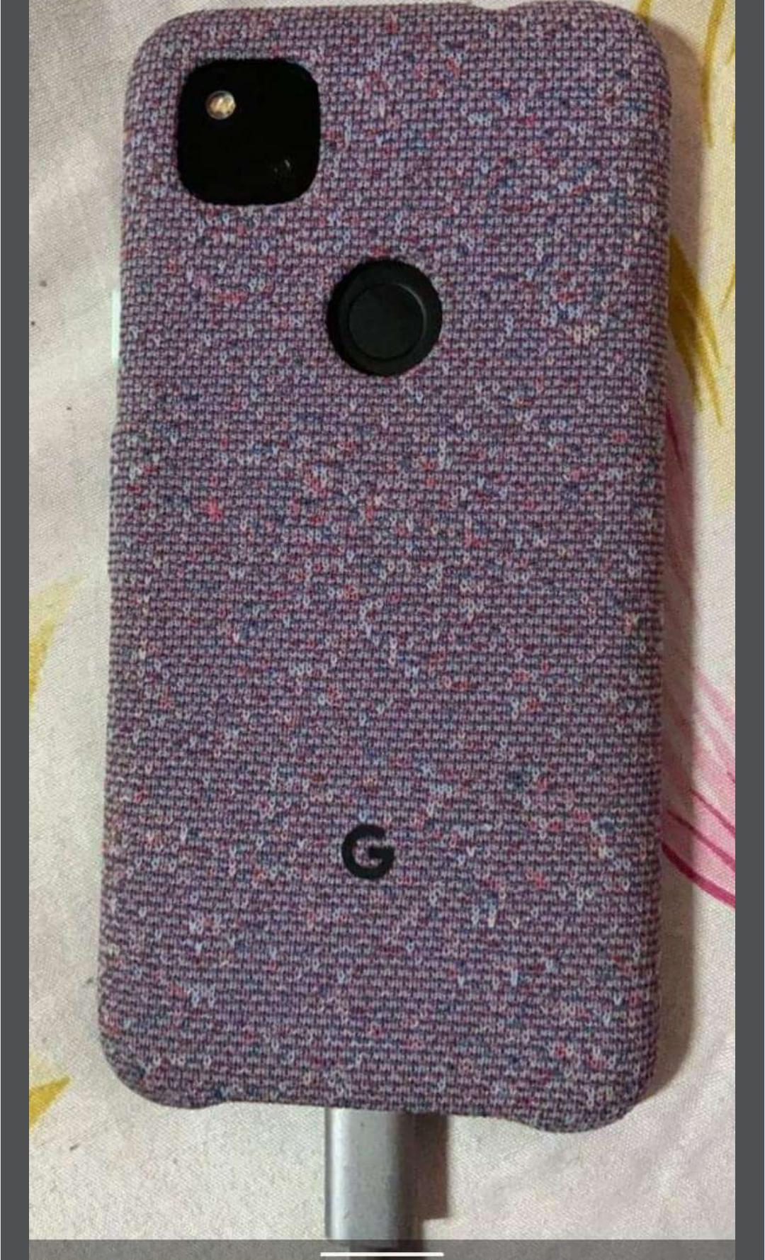 Google Pixel 4a leak showing fabric cover with Google logo
