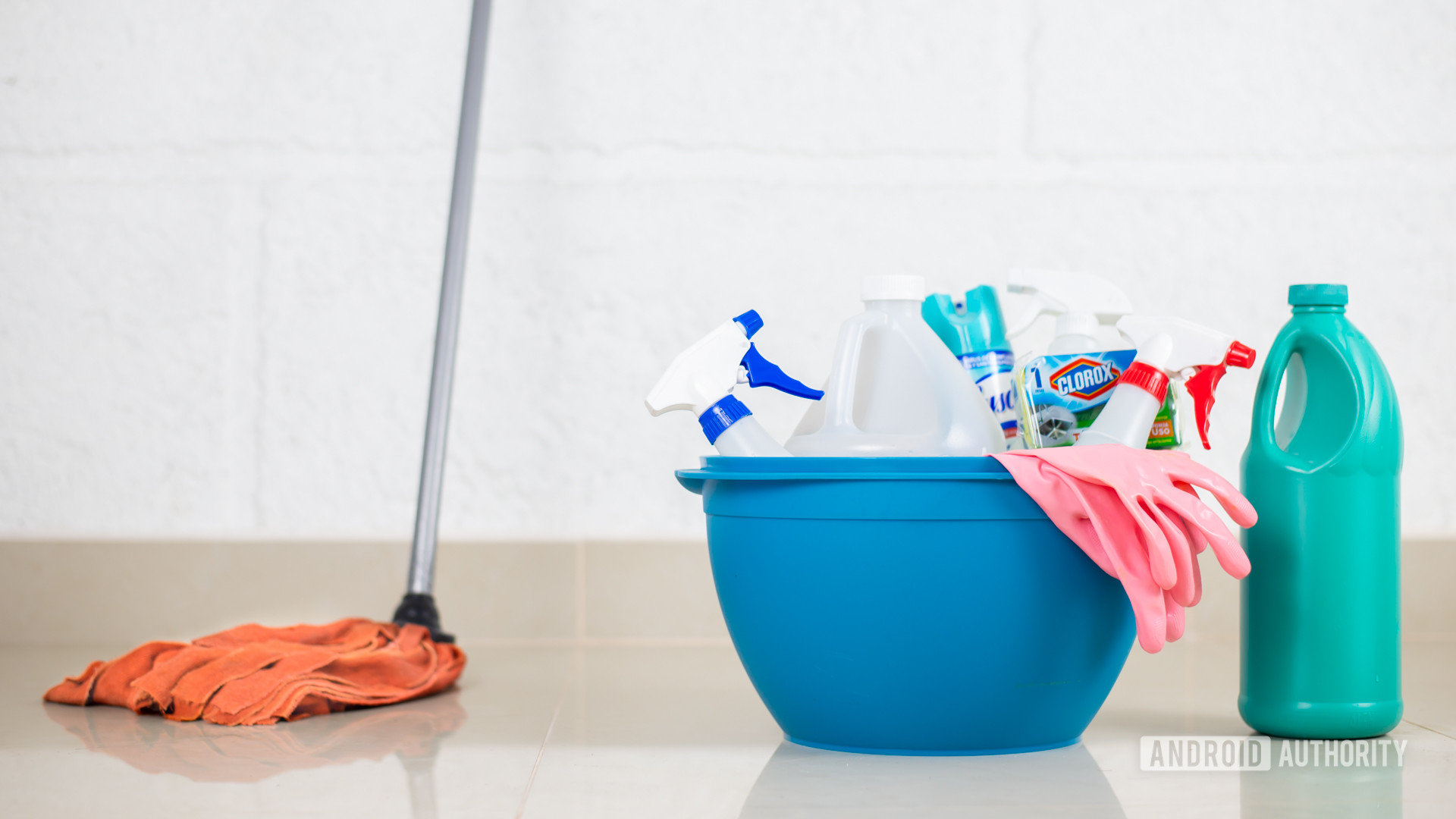 House cleaning products stock photo