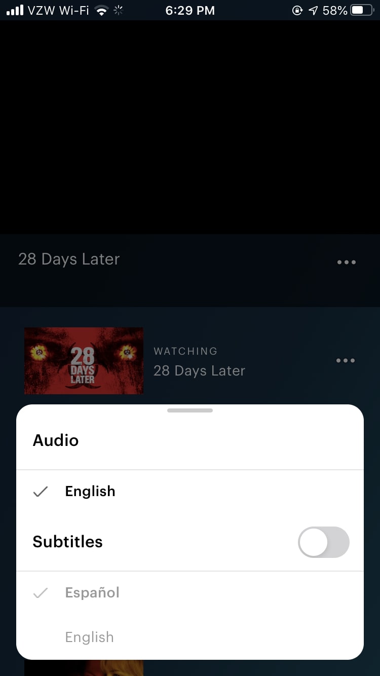 Hulu iOS app changing language and subtitles 2