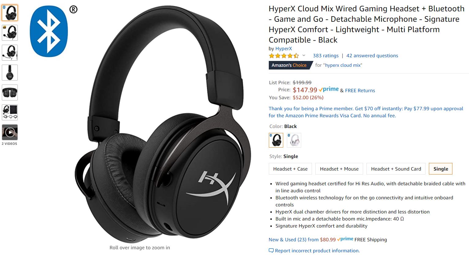 HyperX Cloud Mix Wired Gaming Headset Amazon