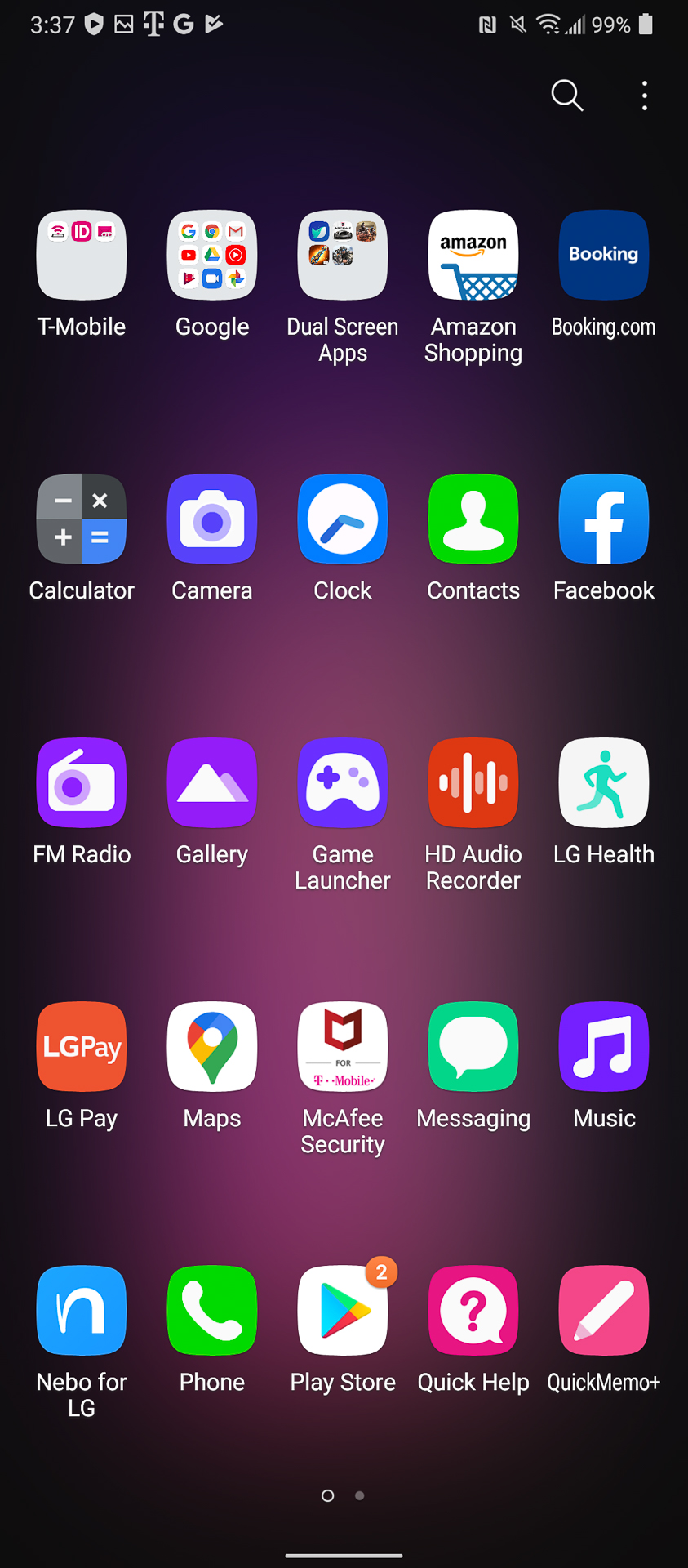LG V60 UI app drawer