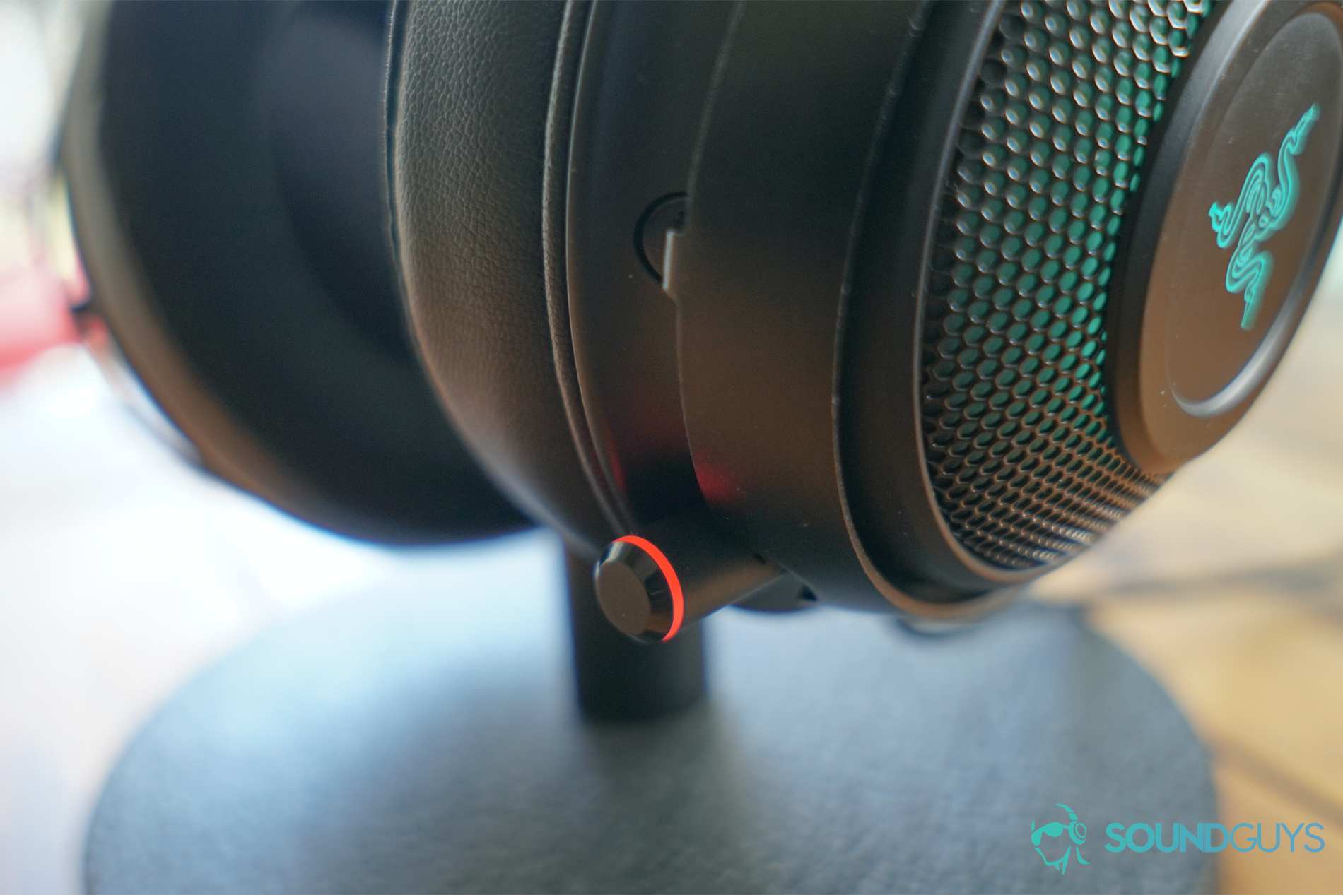 A detail shot of the Razer Kraken Ultimate's microphone