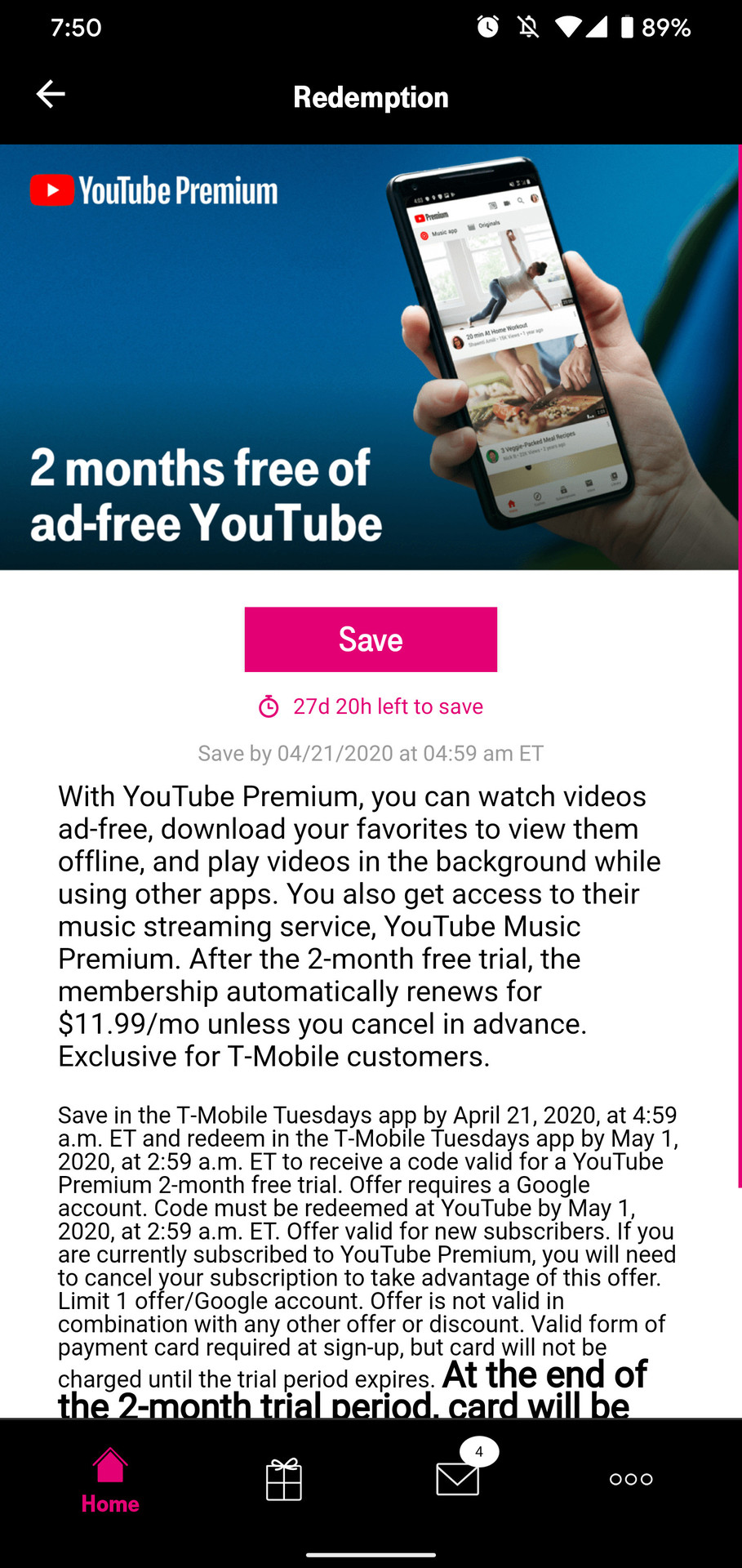 T Mobile Tuesdays free YouTube Premium 4