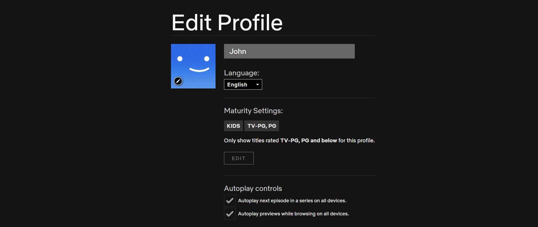 edit profile netflix