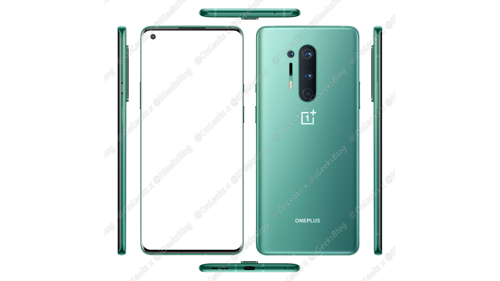 An apparent OnePlus 8 Pro press render.