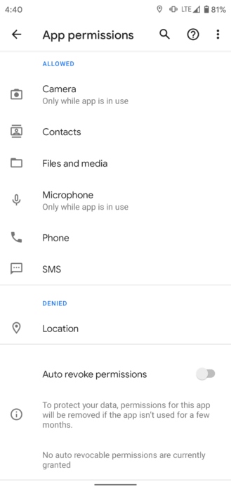 Android 11 auto revoke app permissions