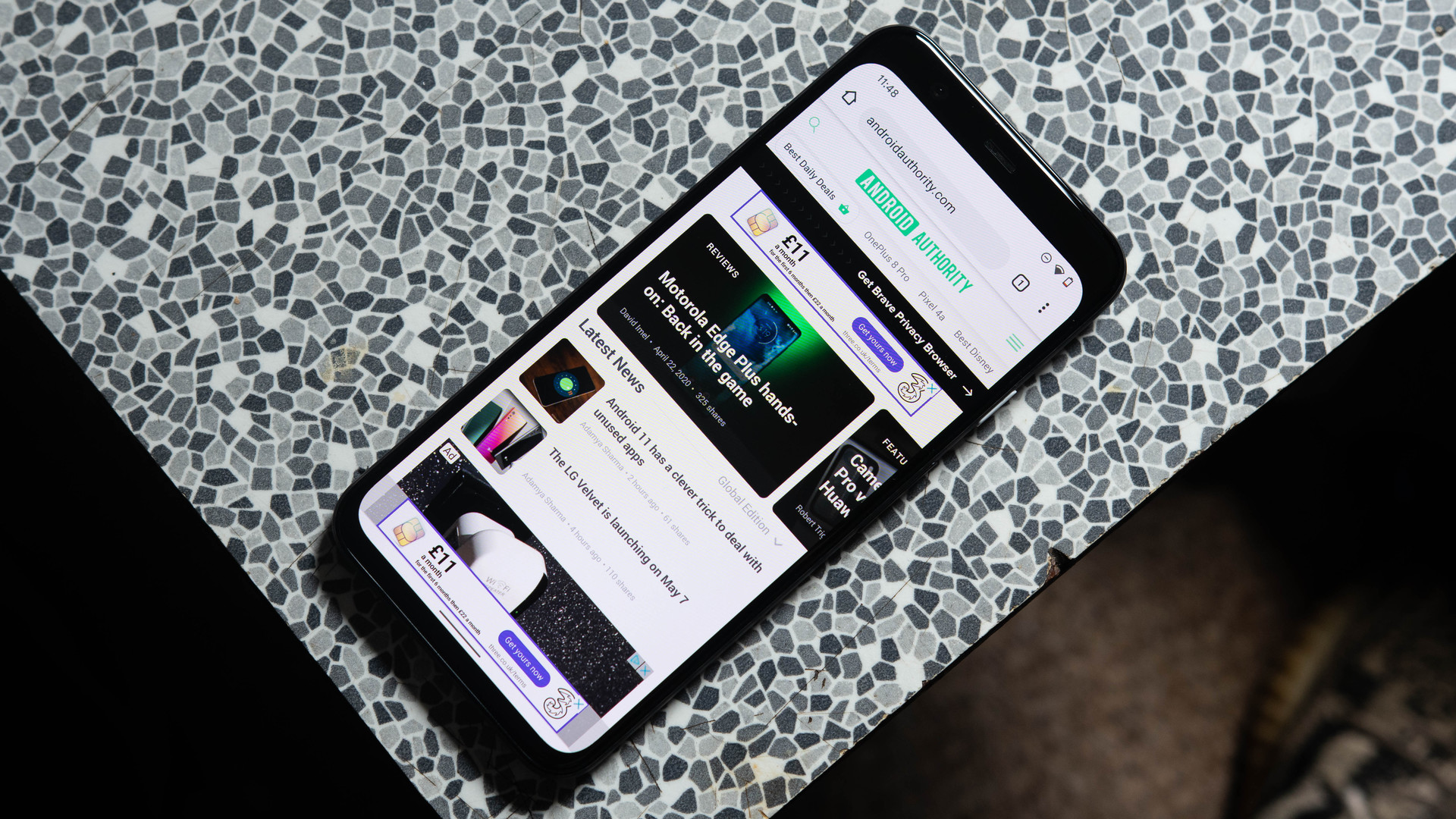 Android Authority website page on the Pixel 4