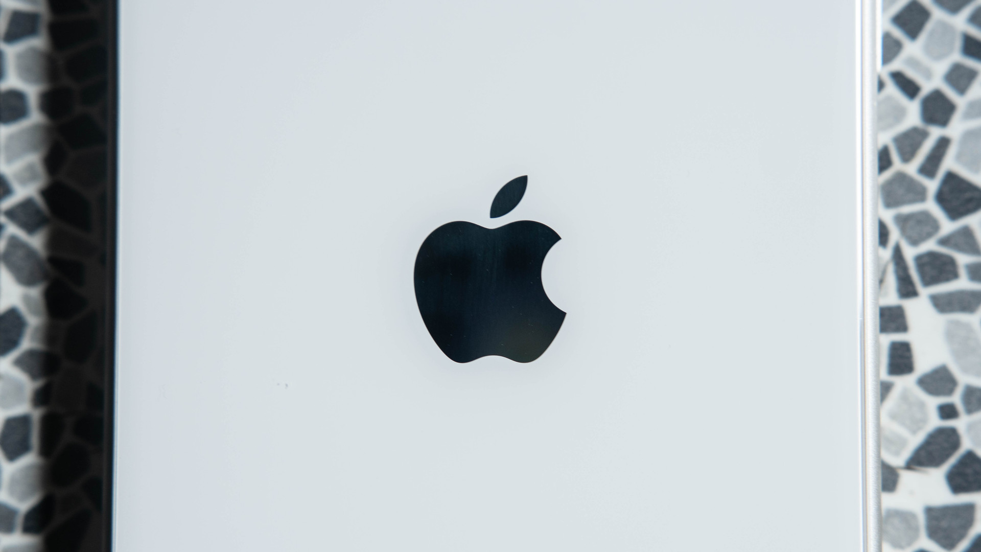 Close up Apple logo on iPhone