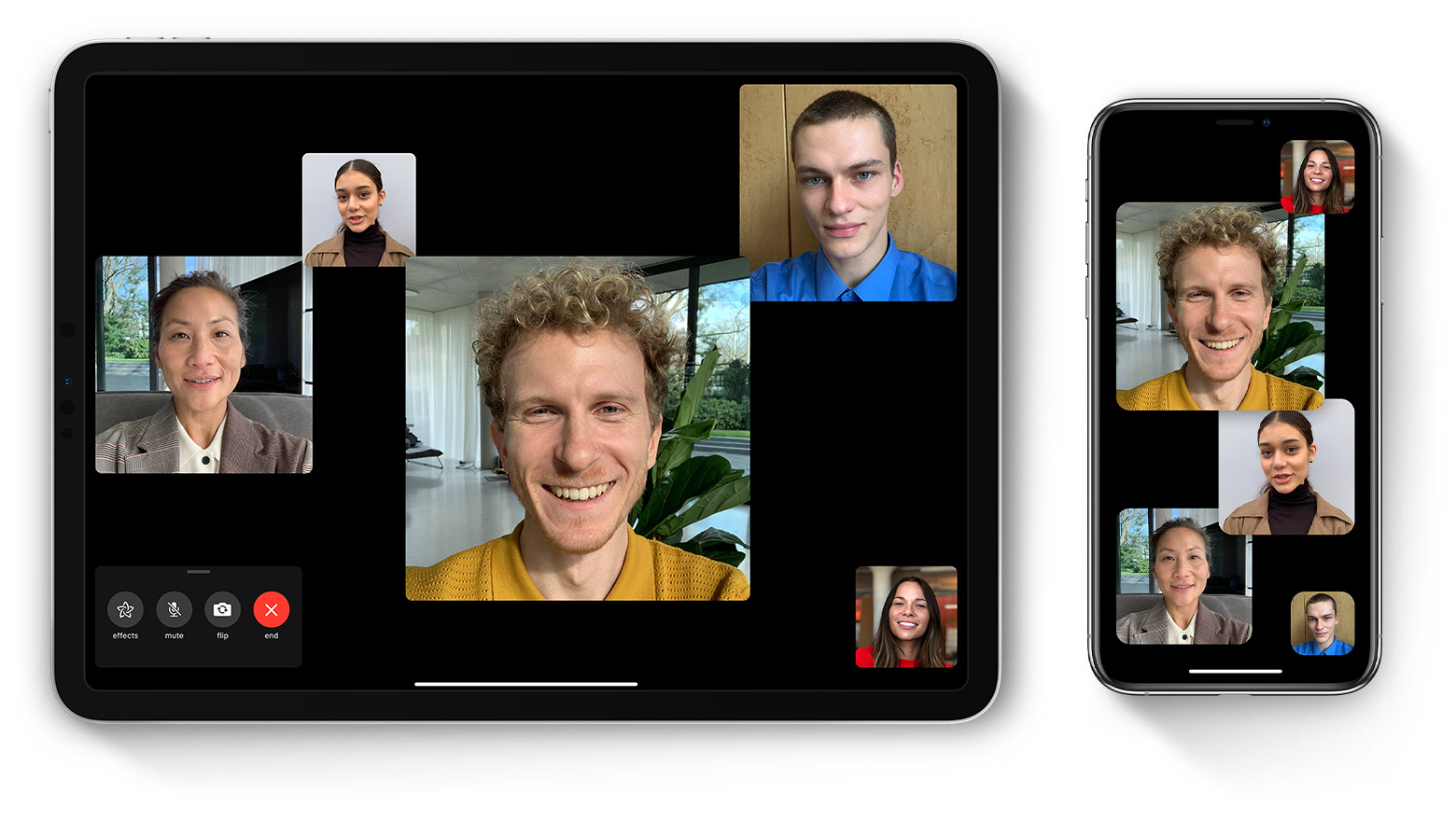 Group FaceTime call on iPad and iPhone.