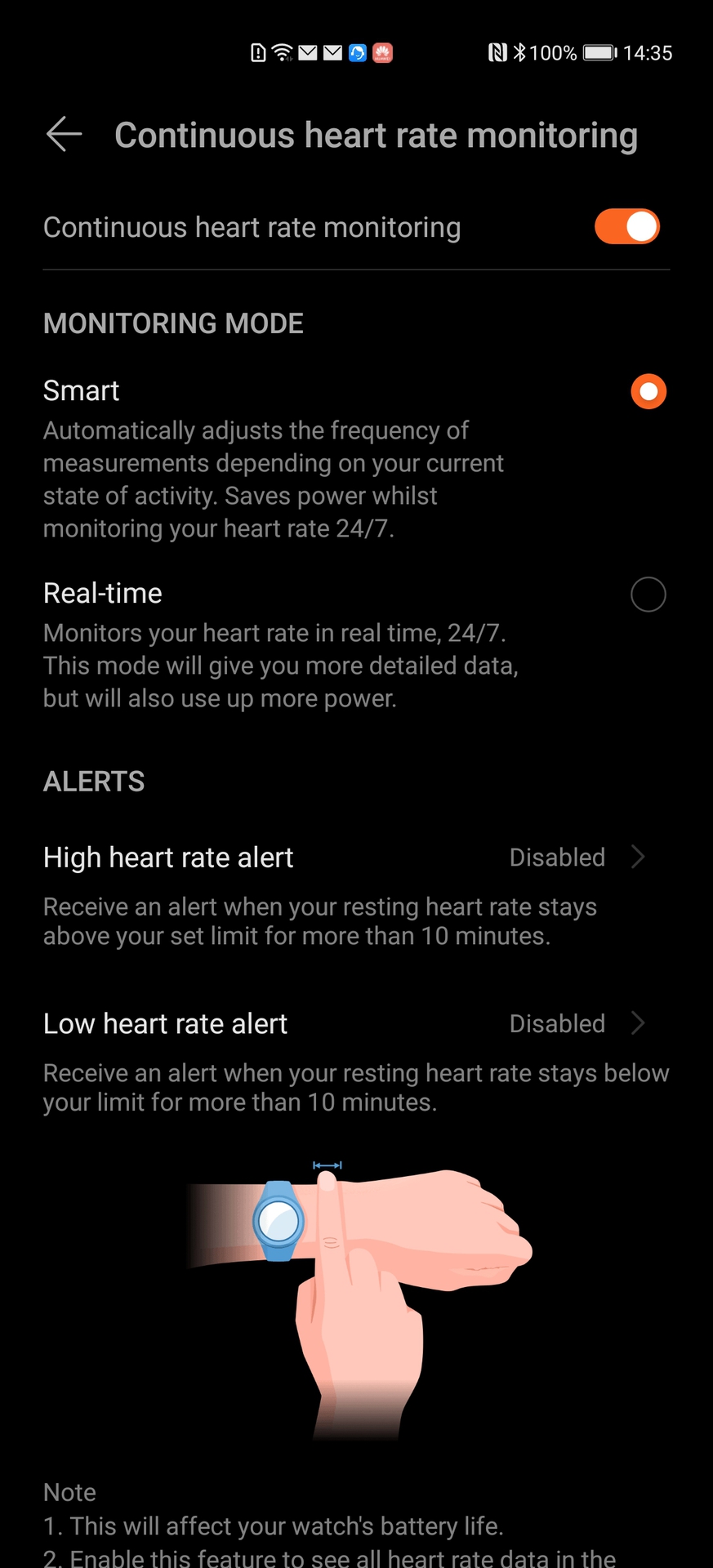 HUAWEI health app HUAWEI Watch GT 2e heart rate monitoring