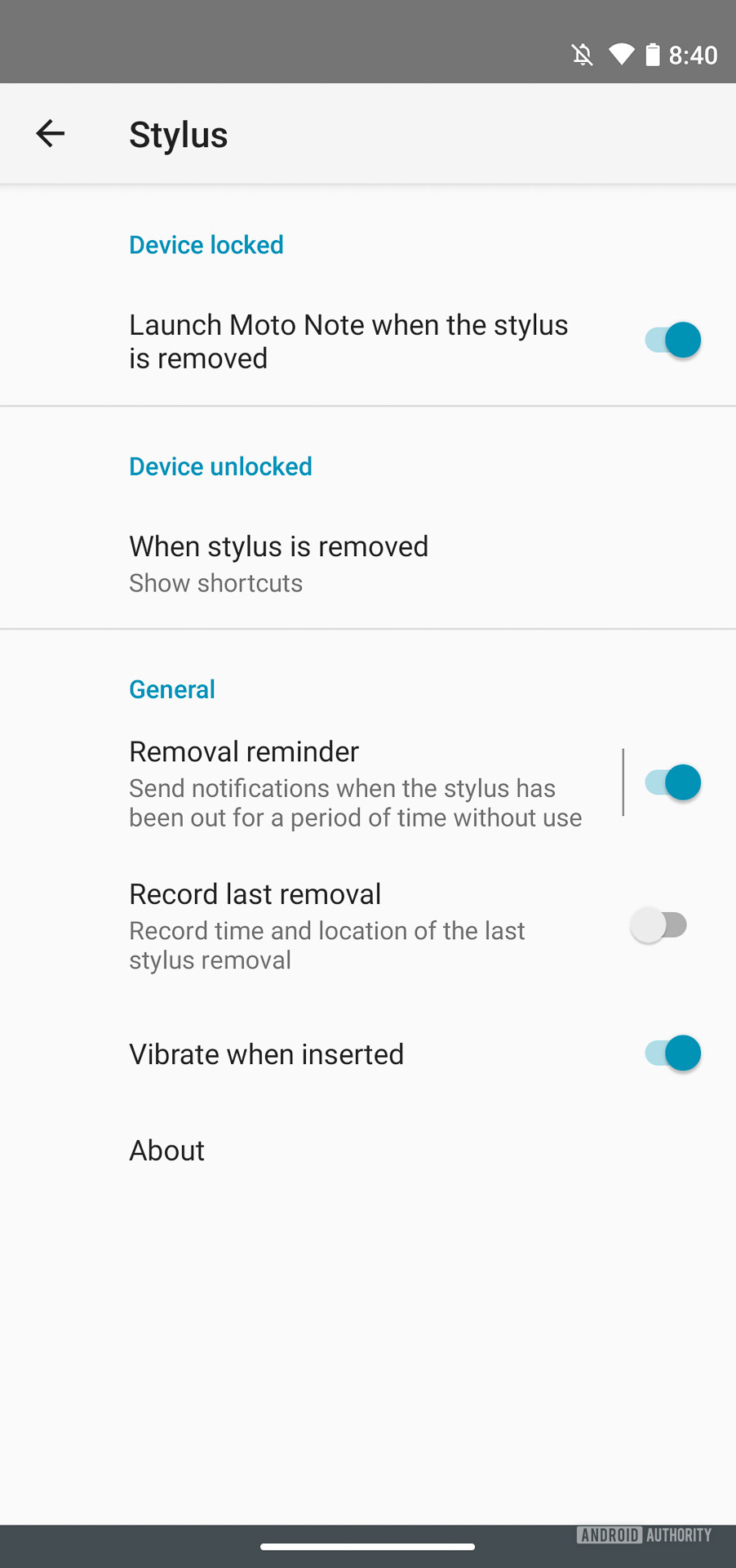 Motorola Moto G user interface Stylus controls