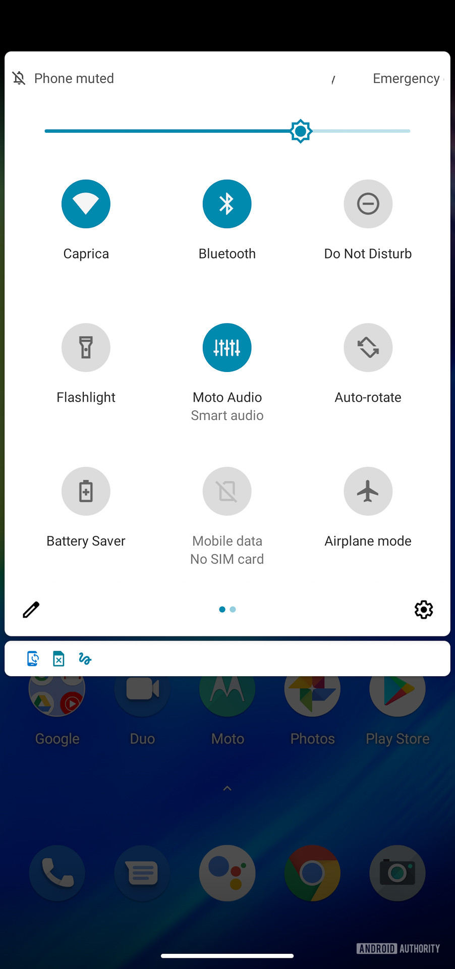 Motorola Moto G user interface quick settings