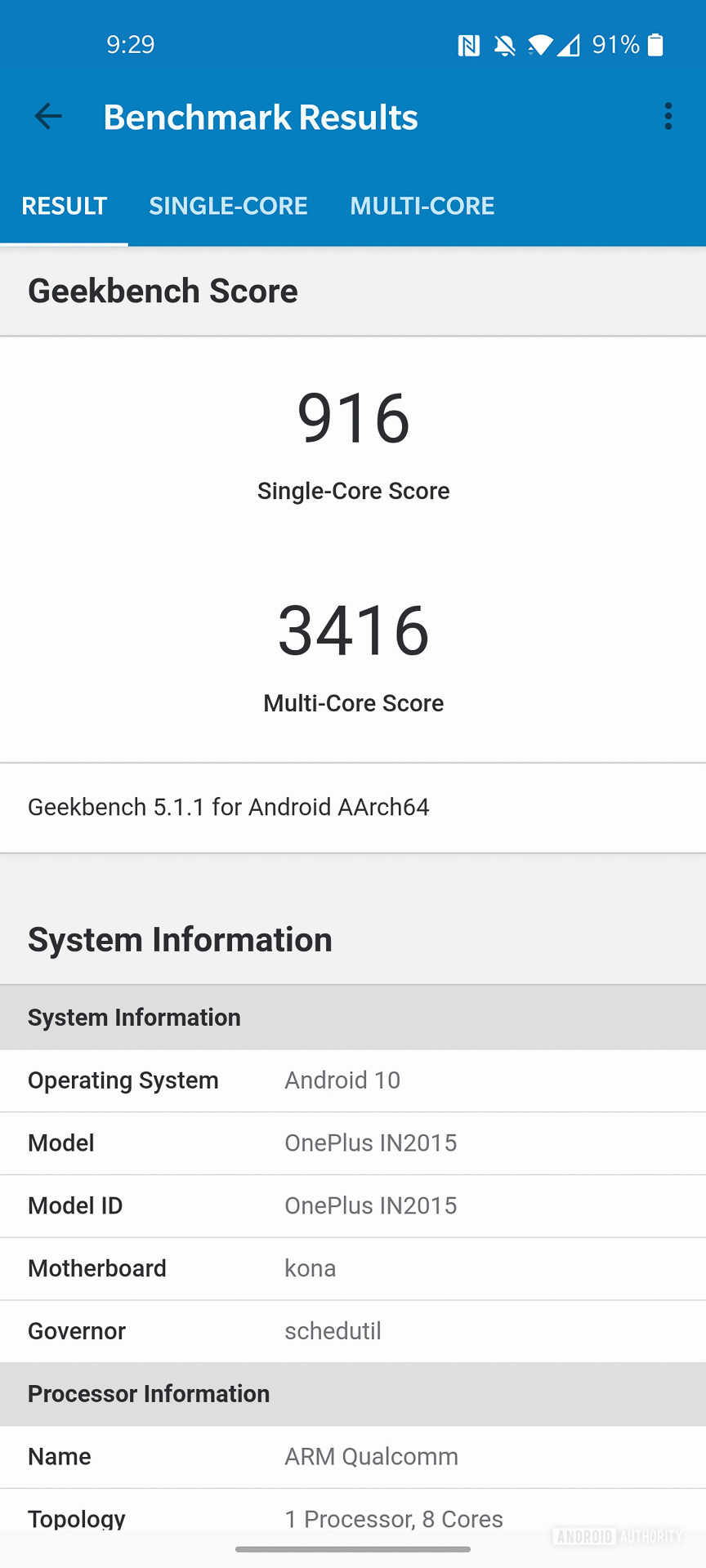 OnePlus 8 Benchmark Geekbench 5