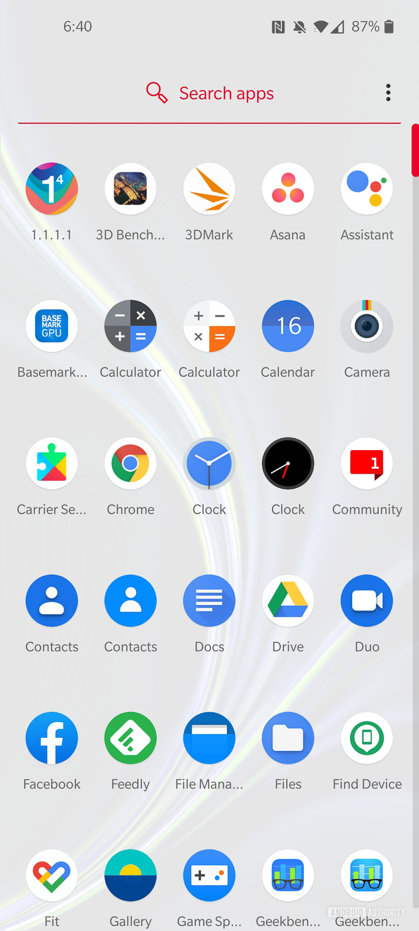 OnePlus 8 OxygenOS 10 app drawer