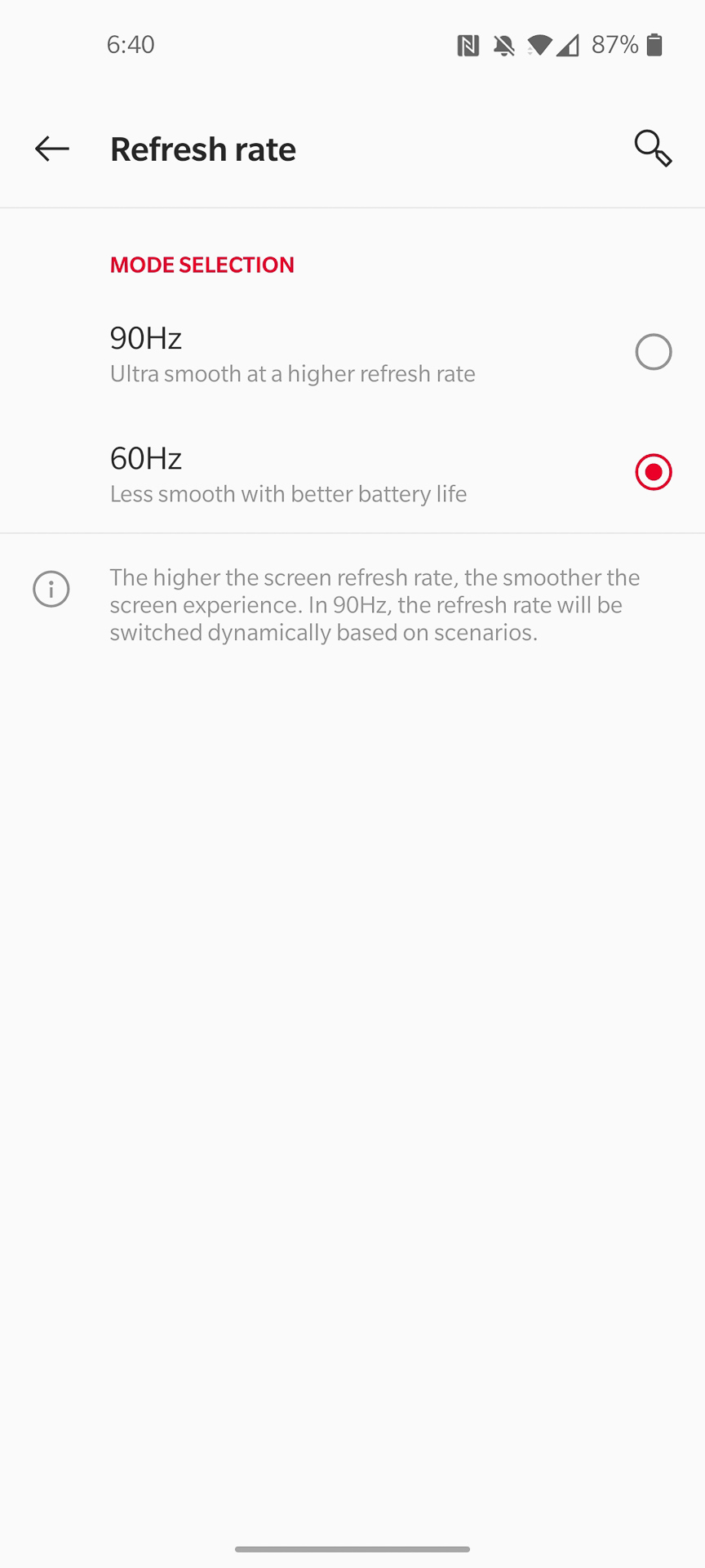 OnePlus 8 OxygenOS 10 refresh rate