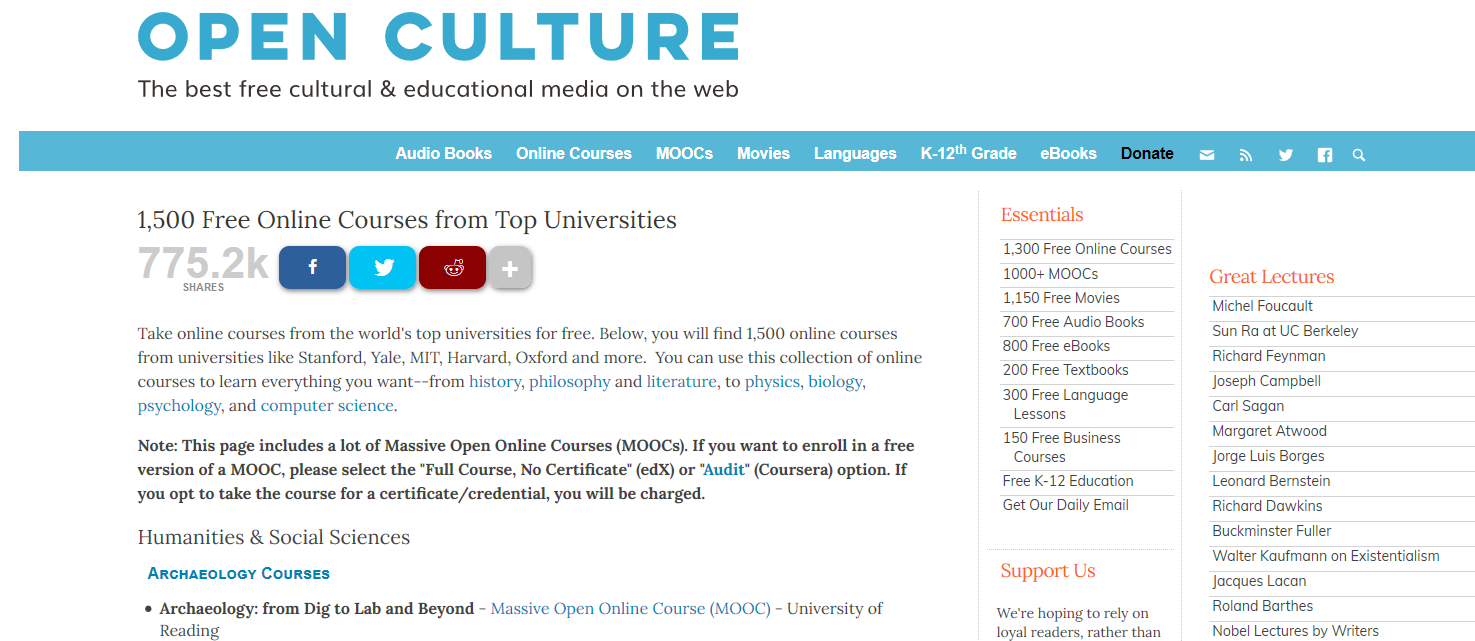Open culture university courses online free