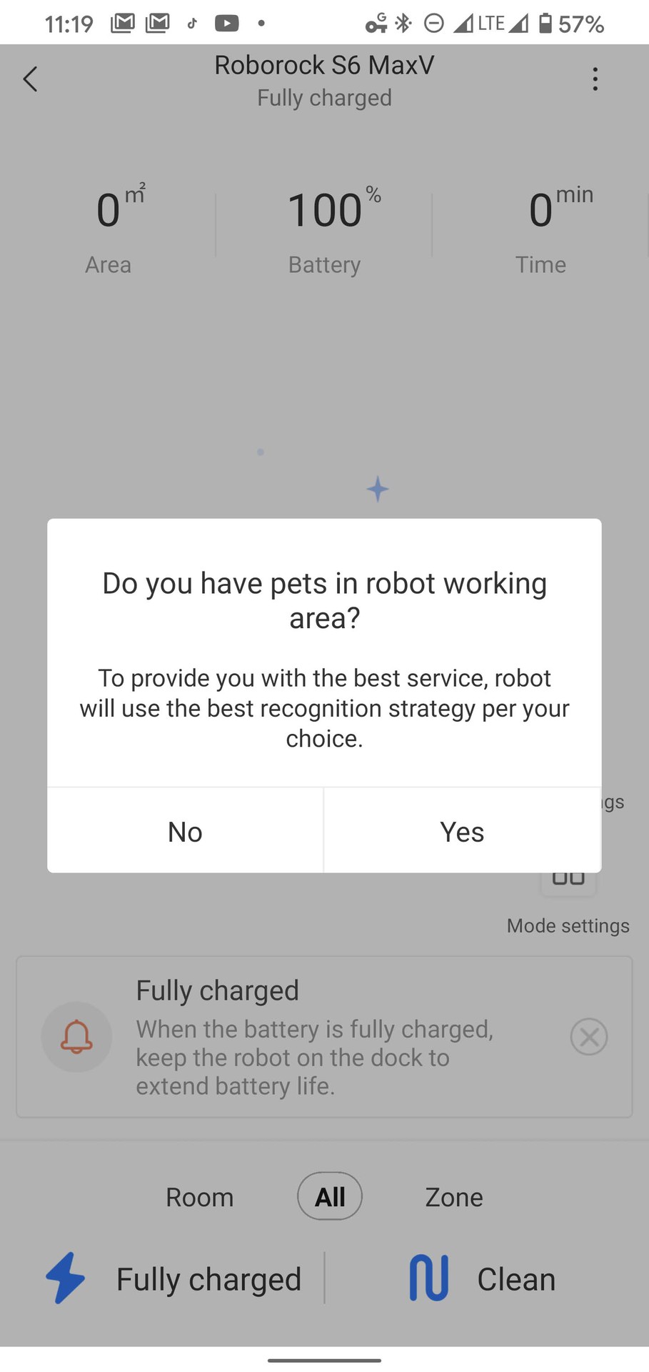 Roborock app Do you have pets