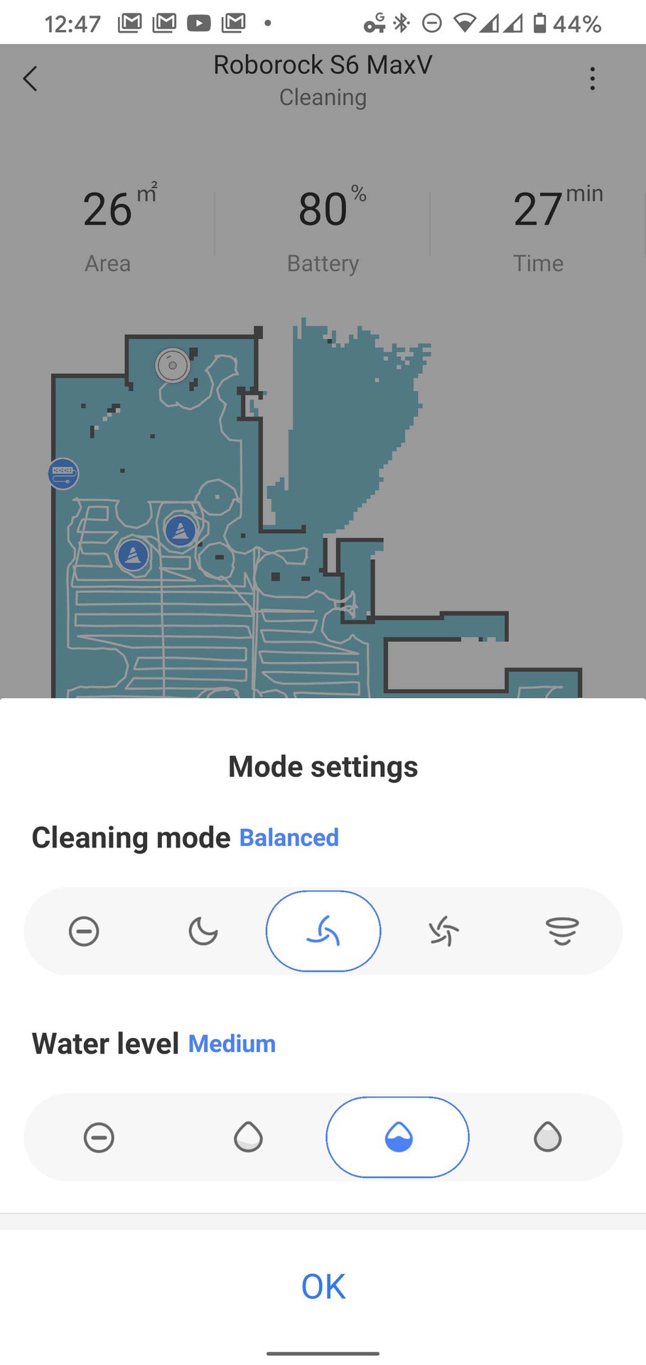 Roborock app cleanup mode settings