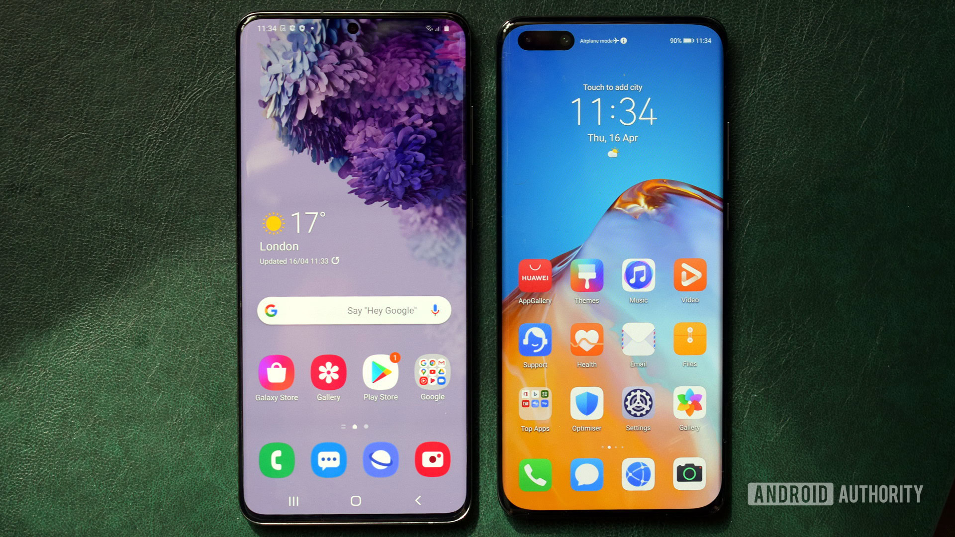 Samsung Galaxy S20 vs HUAWEI P40 Pro front