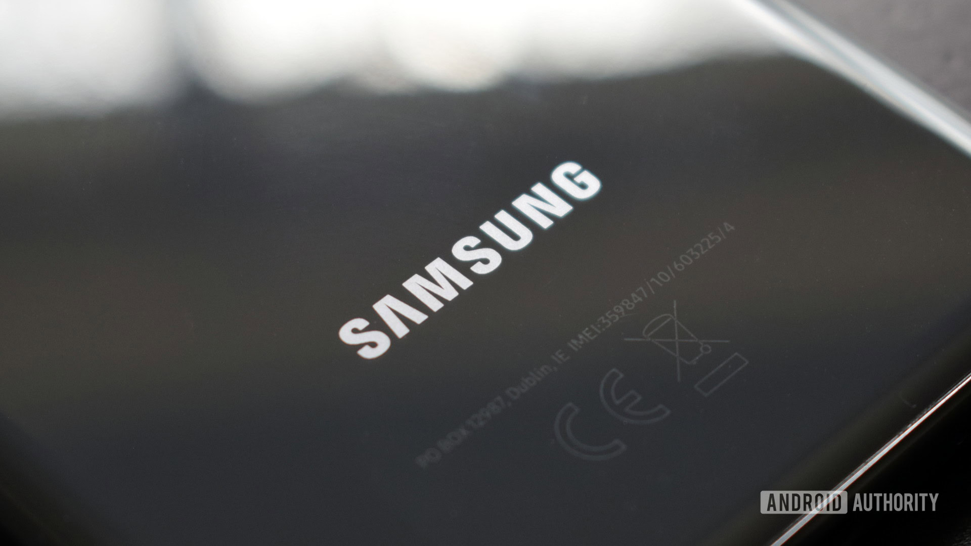 Samsung logo on the rear of the Galaxy S20 