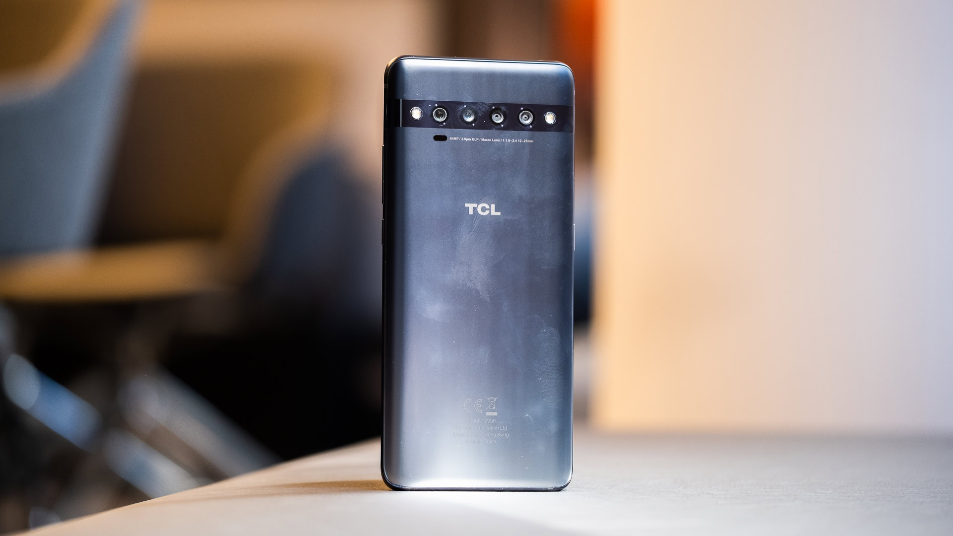 TCL 10 Pro back standing up grey