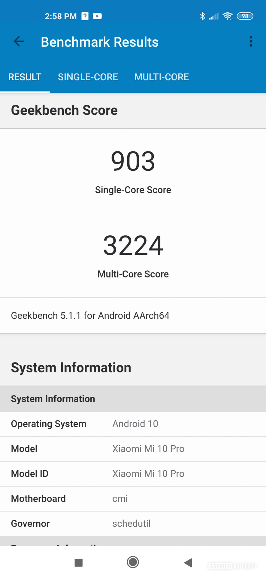 Xiaomi Mi 10 Pro GeekBench Scores
