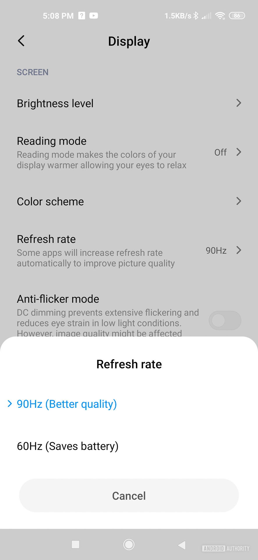 Xiaomi Mi 10 Pro MIUI 11 display refresh rate