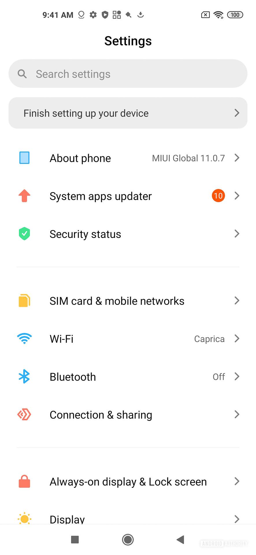 Xiaomi Mi 10 Pro MIUI 11 settings menu