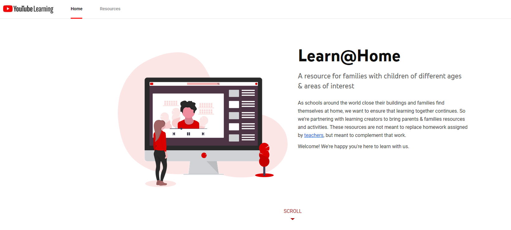 Youtube learn at home free online student resources