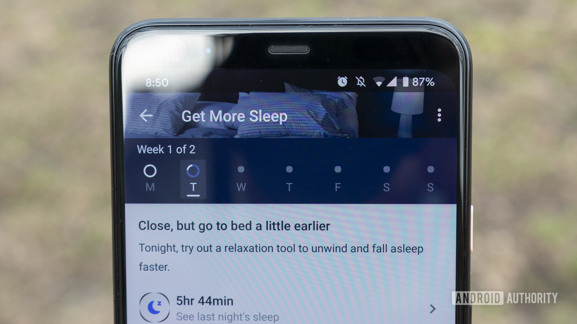 A smartphone displays metrics from one of the services guide sleep programs.