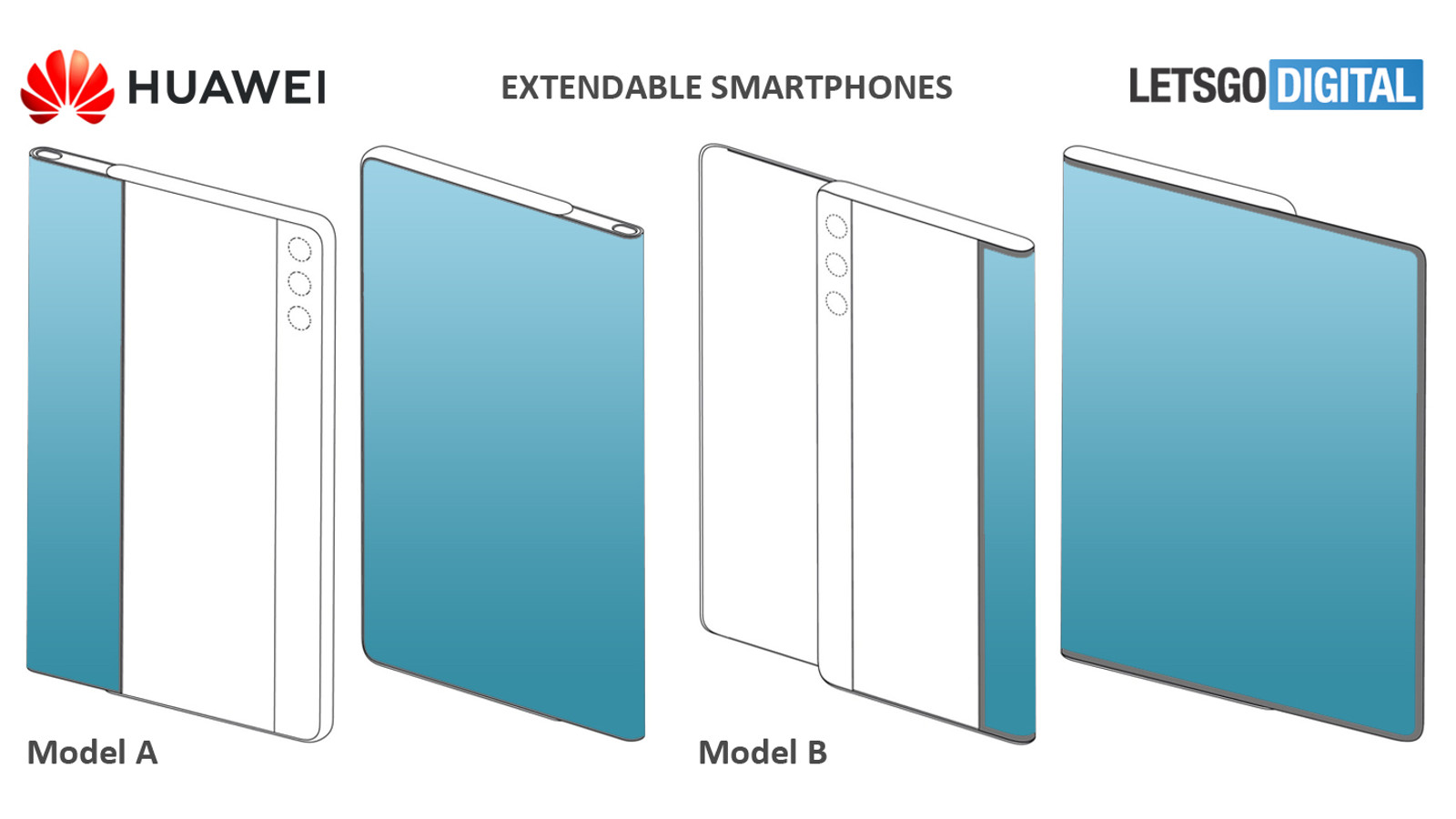 A HUAWEI patent image, showing a phone with a slide-out display.