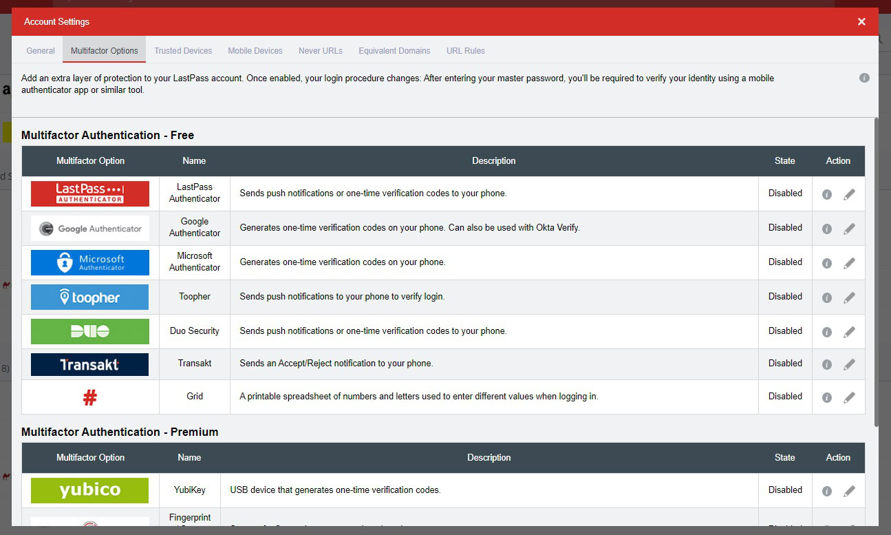lastpass multi factor authentication