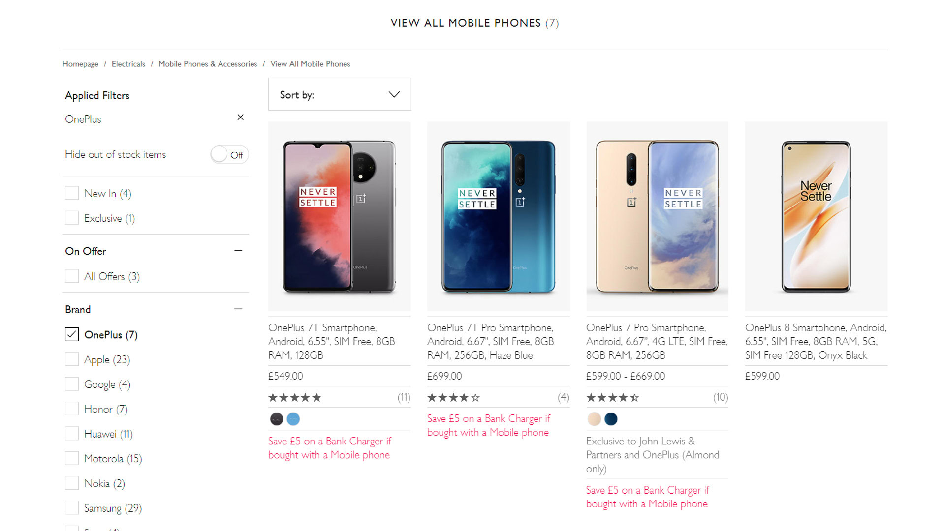 oneplus 8 series john lewis